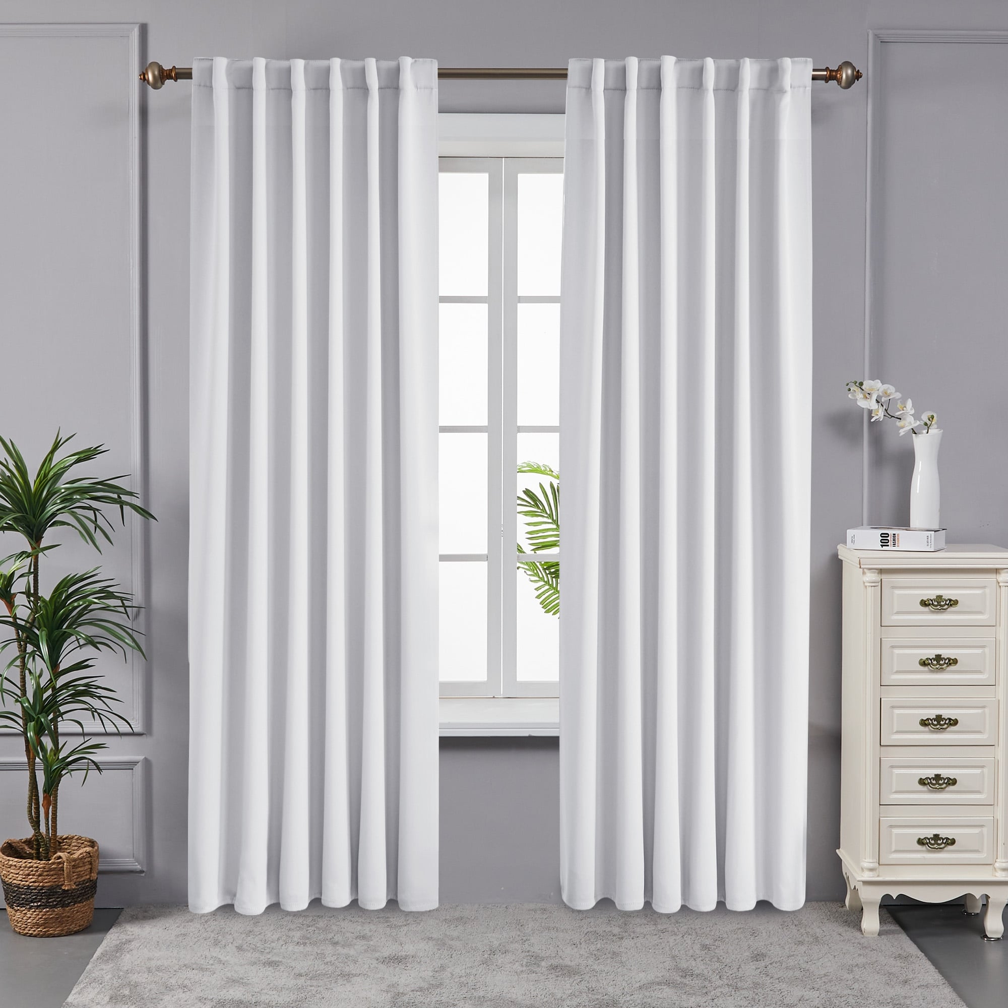 Curtains Bed Bath Beyond   Deconovo Back Tab Blackout 52 Width Curtains(2 Panel) 