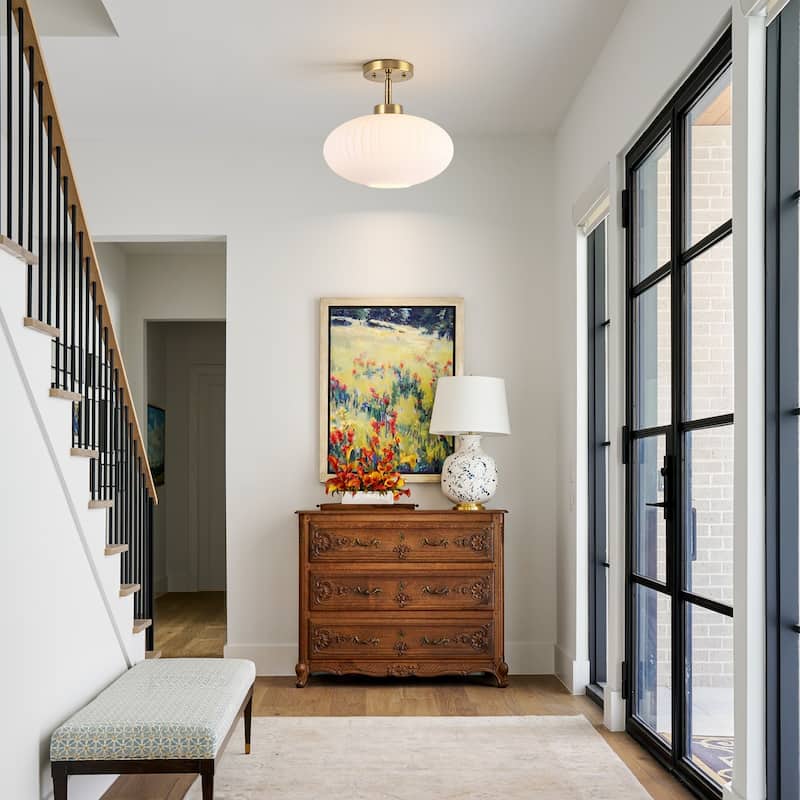 1 - Light Modern Glass Flush Mount Ceiling Light