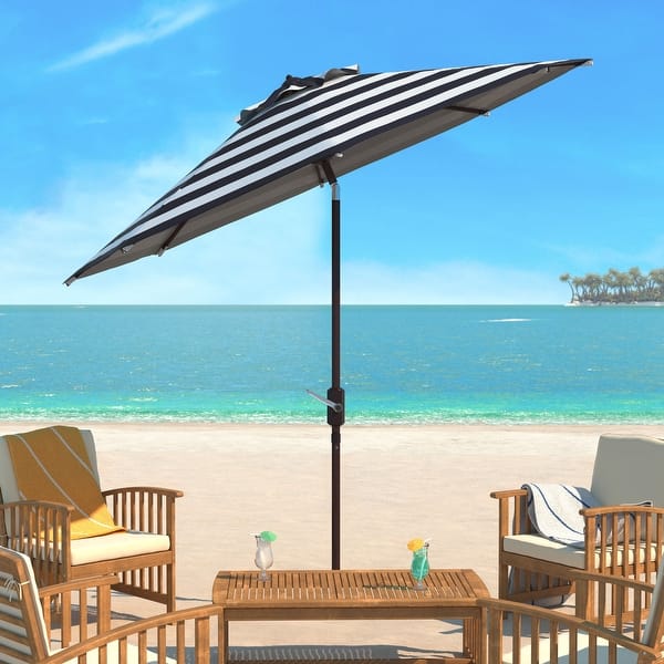 9 ft auto tilt round patio umbrella California 9' Aluminum Outdoor Deck, Pool or Umbrella, Crank Lift, Tilt, Bronze Pole, Red Olefin you must feel how comforting it is to have this umbrella. North Bend 9-foot Round Auto-tilt,