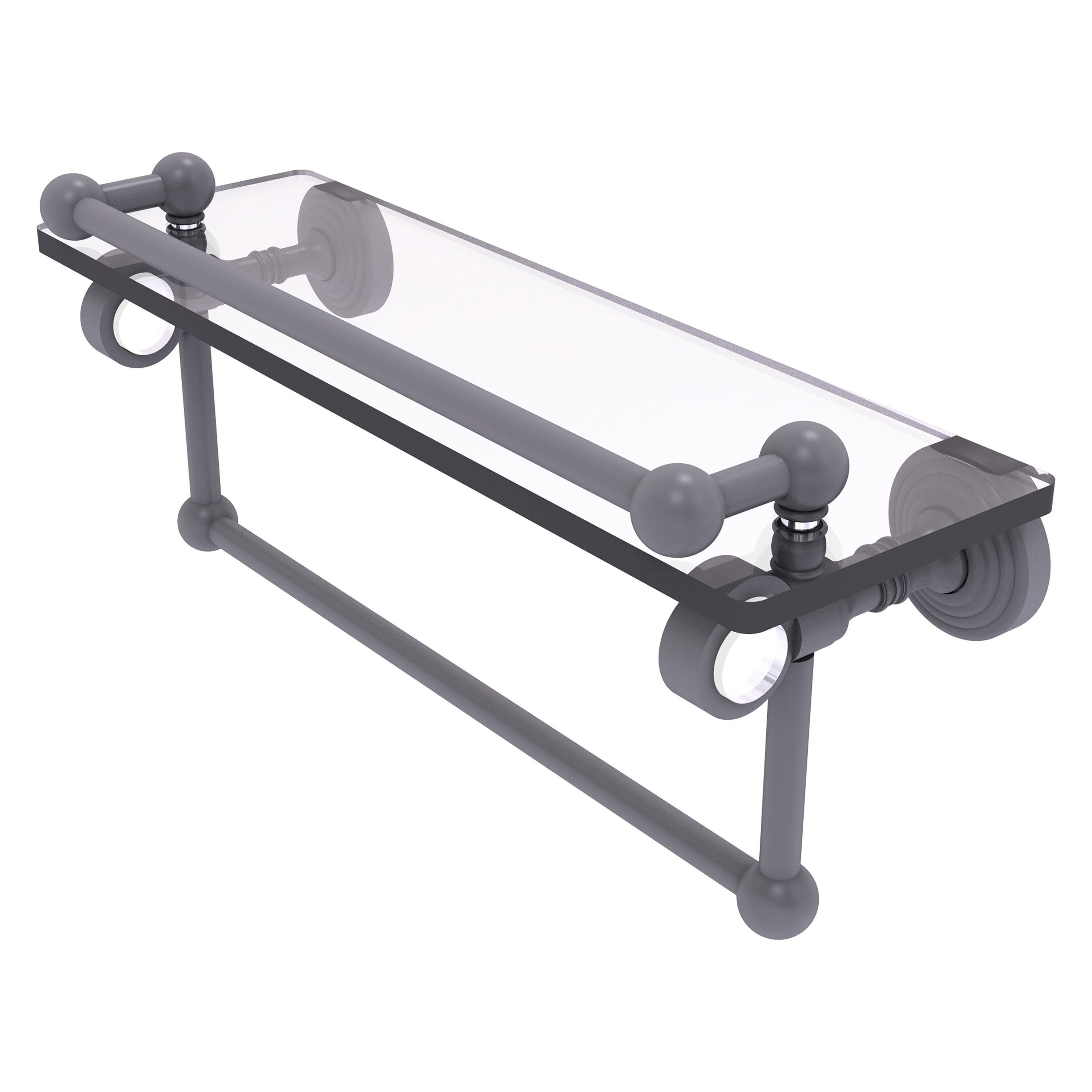 Allied Brass Pacific Grove Collection 16 Inch Glass Shelf with Gallery Rail and Towel Bar