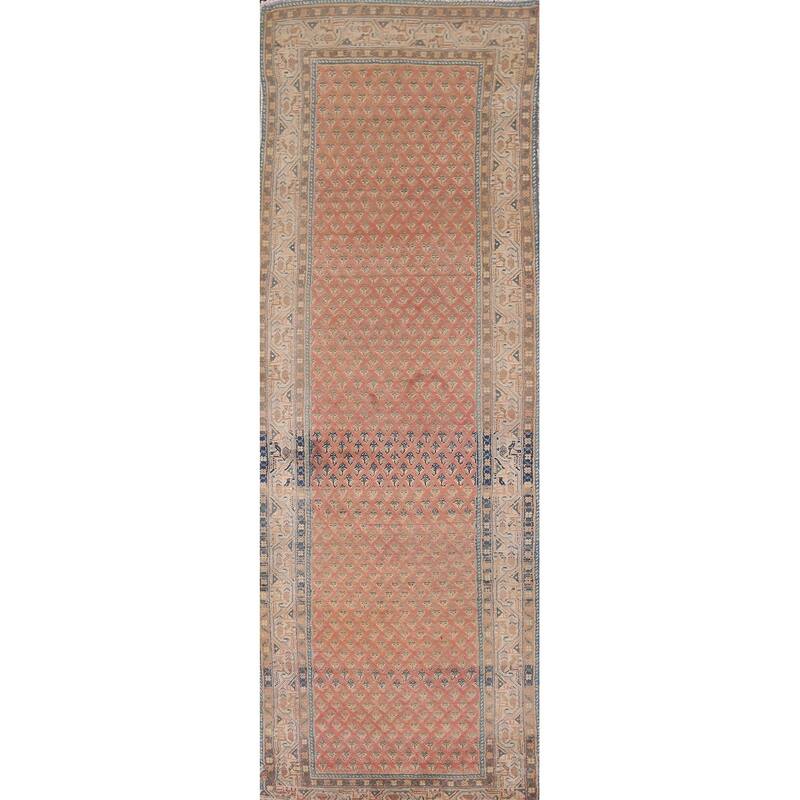 Distressed Botemir Persian Vintage Runner Rug Hand-Knotted Wool Carpet - 2'9" x 9'9"