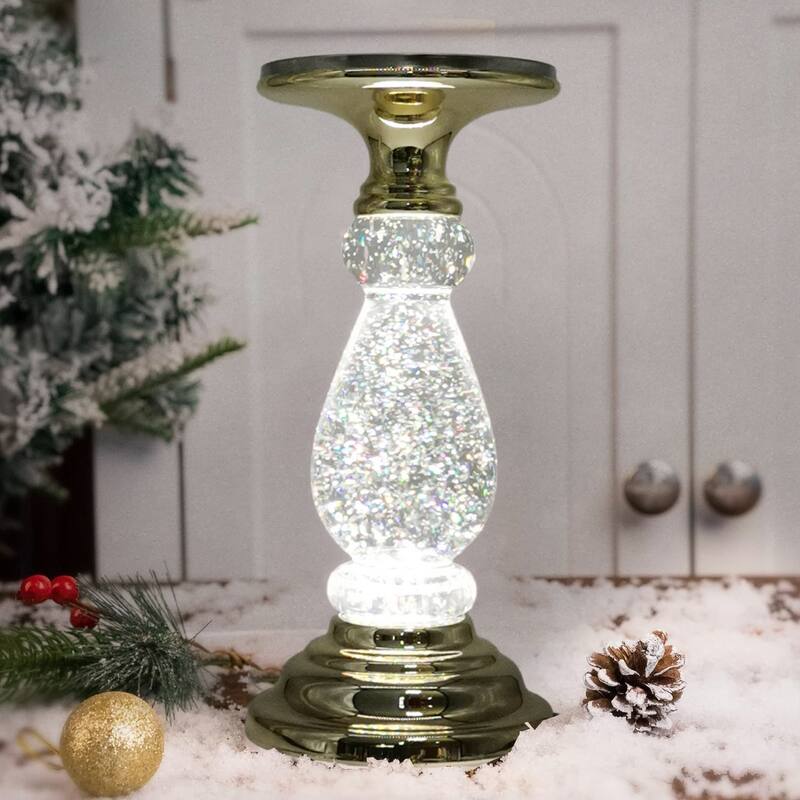 Swirling Candle Holders Water Light LED Light with On/Off Switch. - Gold