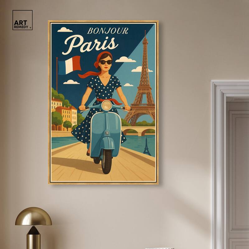Scooter French Travel Canvas by Art Remedy