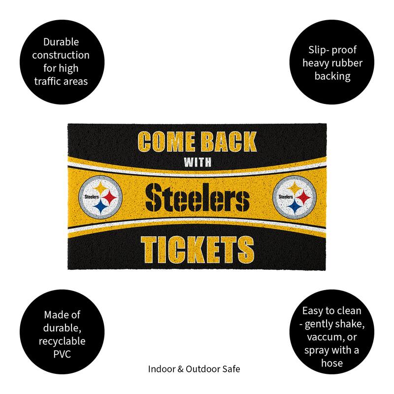 Pittsburgh Steelers 28 in. x 16 in. PVC "Come Back With Tickets" Trapper Door Mat