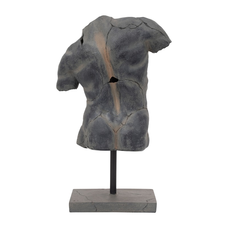 Sagebrook Home Modern Neutral Unique Cracked Man Torso Decorative Sculpture - 15" x 9" x 25"