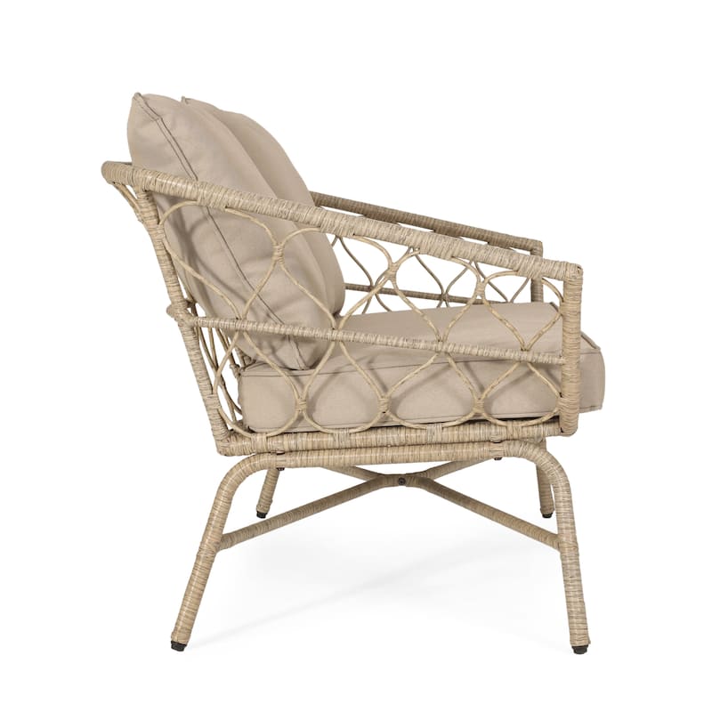 Bruce Outdoor Outdoor Wicker Loveseat with Cushions by Christopher Knight Home