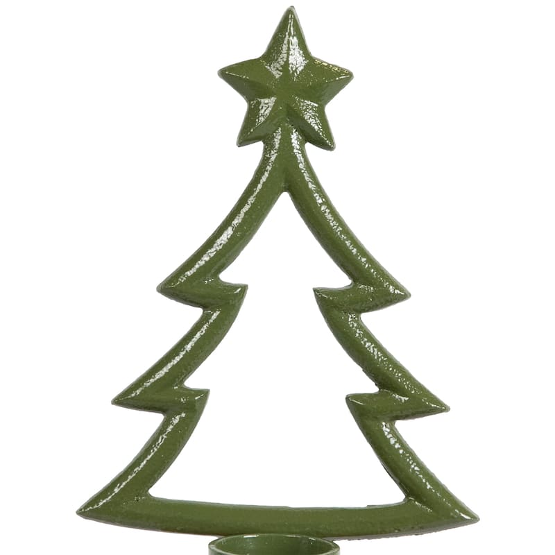 Winter Tree with Star Topper Metal Christmas Tealight Holder - 9.5"