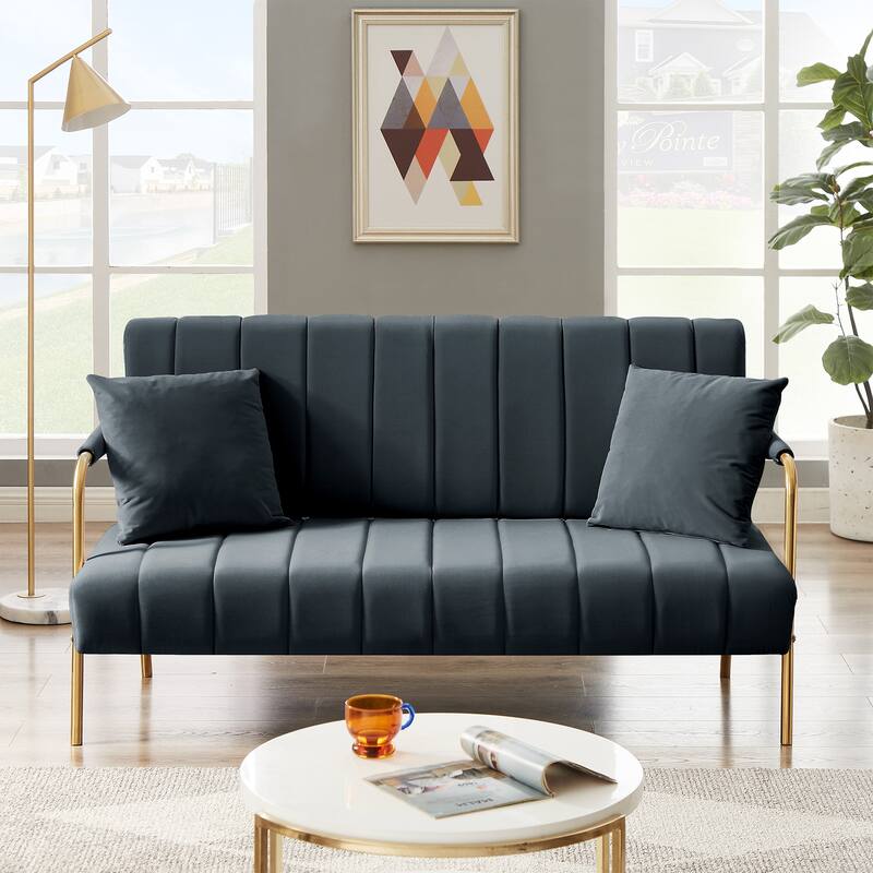 Ouyessir Upholstered Loveseat, Tufted Back Couch, Accent Armchair with 2 Pillows