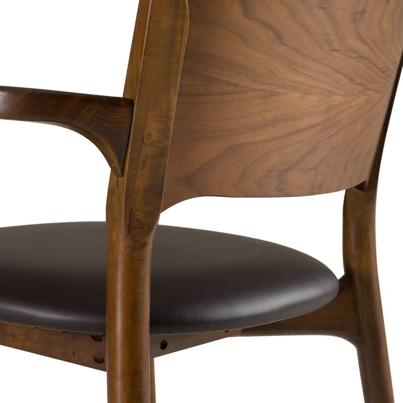 Modrest Edelman Mid-Century Modern Brown Leatherette & Walnut Dining Chair