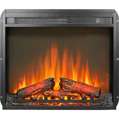 23 Inch Electric Fireplace Insert,Ultra Heater With Log Set,Realistic Flame,Remote Control With Timer,Overheating Protection