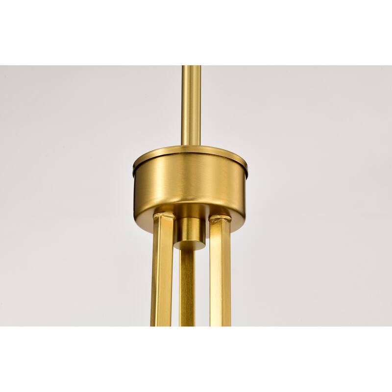 Royale 6 Light Chandelier Burnished Brass Finish Ribbed White Glass - Burnished Brass