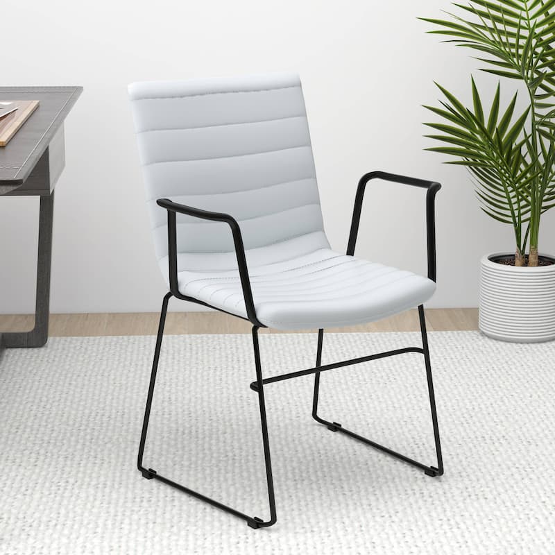 Zylar Ergonomic Guest Chair with Leather, Stainless Steel Base, High-Density Foam, Modern Design for Office or Waiting Room