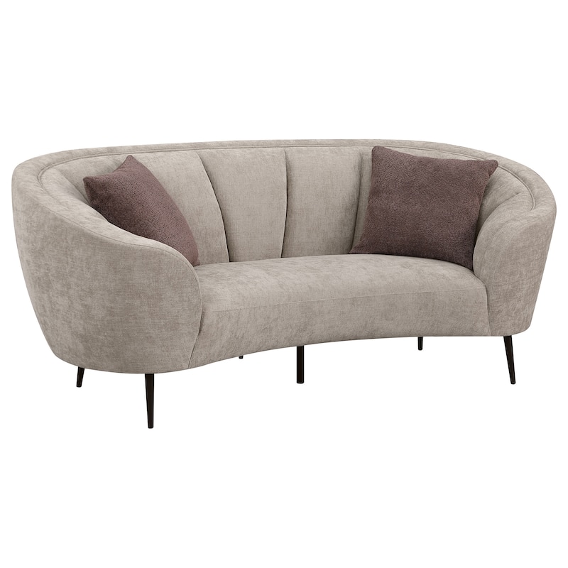 Ellorie Upholstered Channel Back Curved Loveseat Beige - Beige
