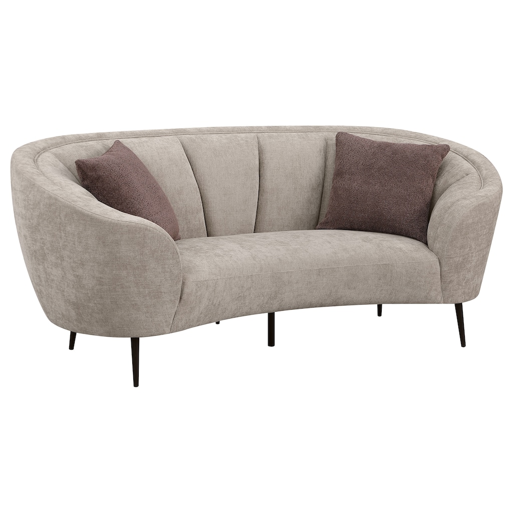 Ellorie Upholstered Channel Back Curved Loveseat Beige