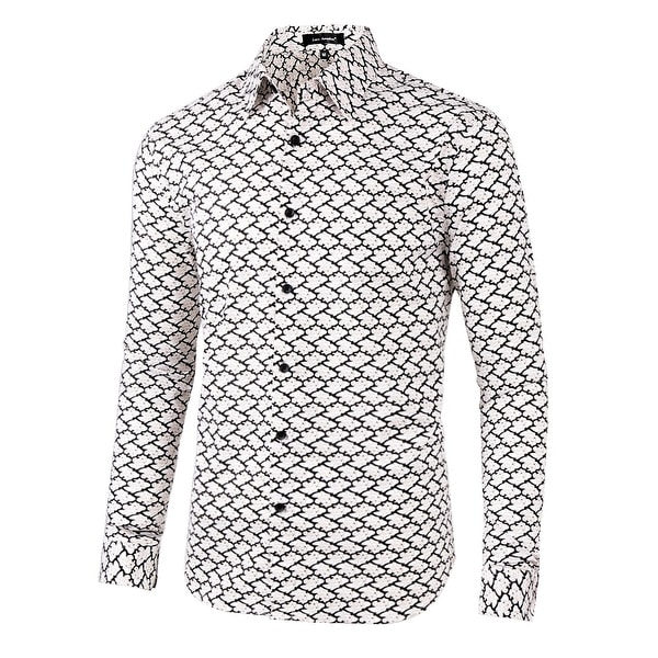 black and white floral dress shirt