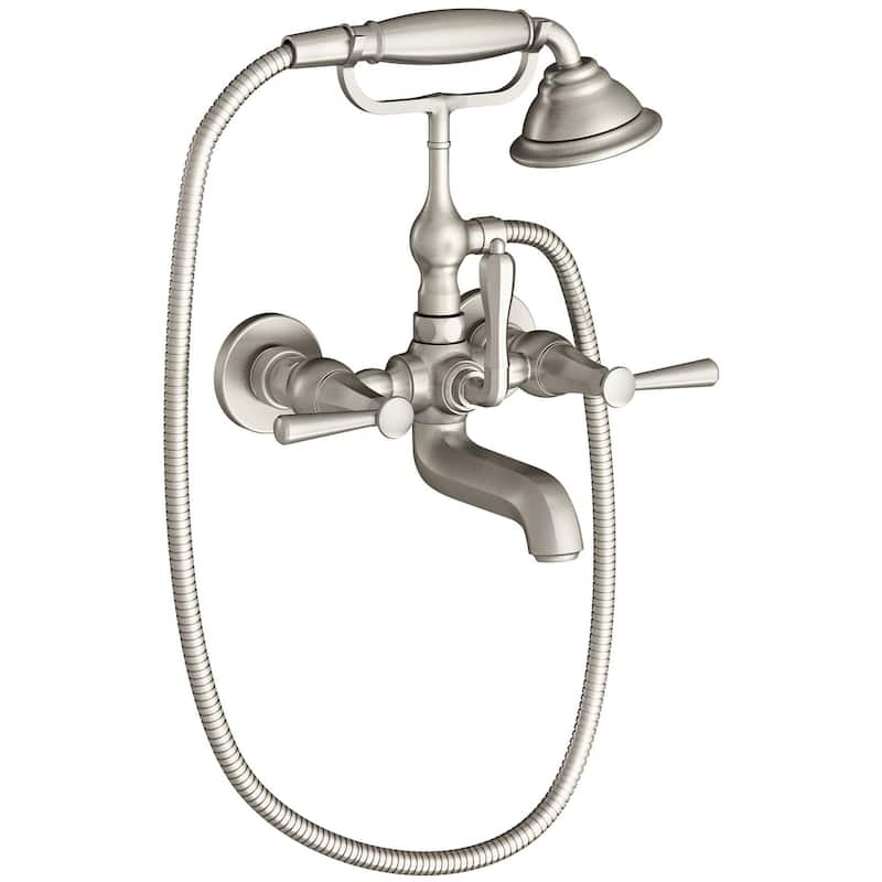 DXV Fitzgerald Wall Mounted Clawfoot Tub Filler with Built-In Diverter - Brushed Nickel