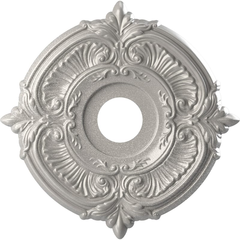3 1/2" Inside Diameter - Attica Thermoformed PVC Ceiling Medallion - 16" Outside Diameter - Textured Metallic Silver