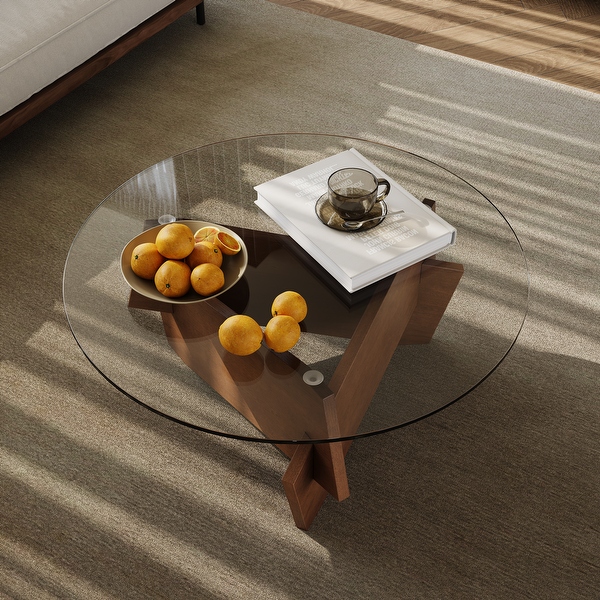Modern Round Coffee Table for Living Room - Mid Century Center