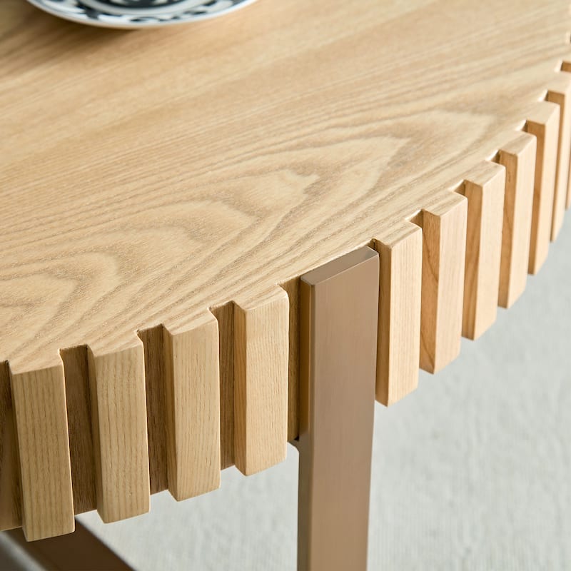 Modern Handcraft Drum Coffee Table with Sturdy Pedestal