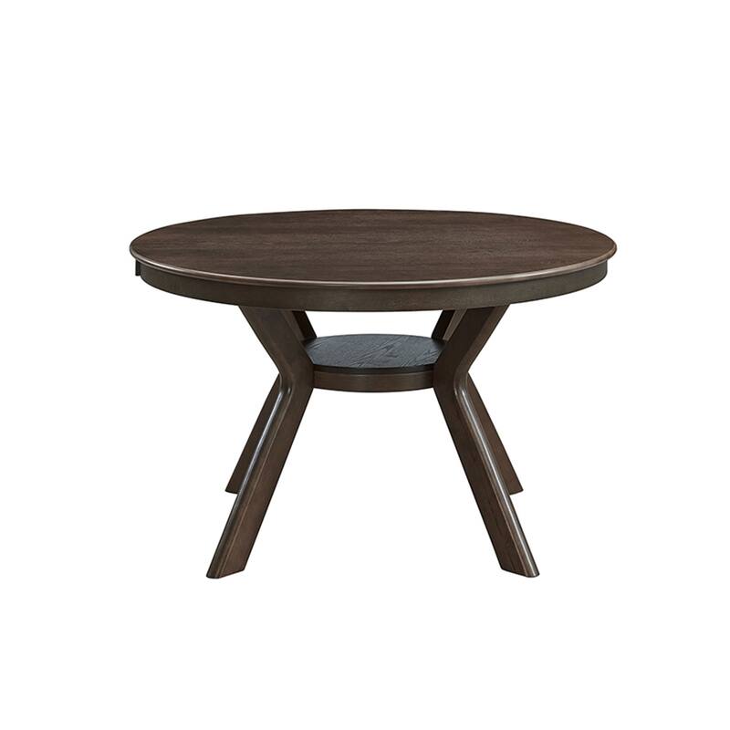 47.24''Round Rubber Wood Dining Table for 4-6 with Wooden Trestle Pedestal Base,Modern Kitchen Wooden Table Dinner Table