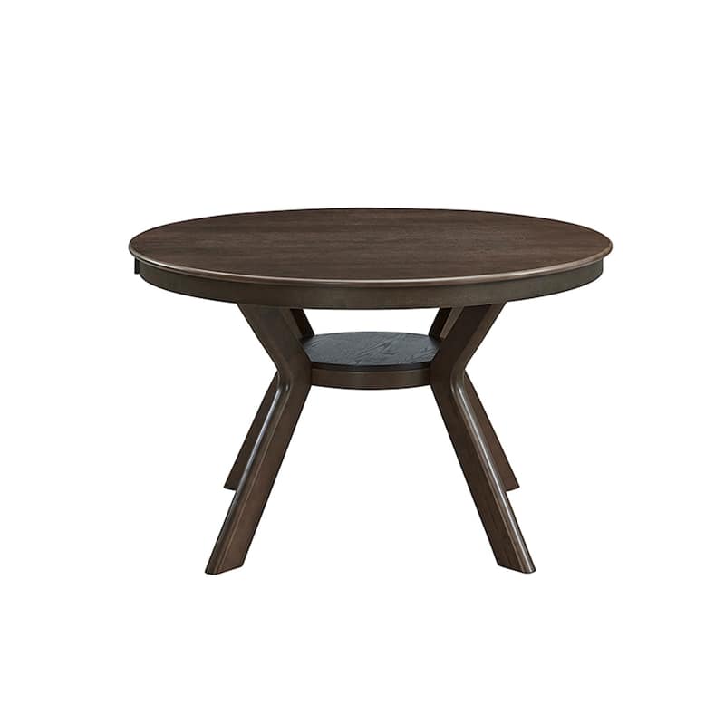 5 Pieces Set Mid-century Modern 47 in Round Rubber Wood Dining Table with Pedestal Base for 4-6 People