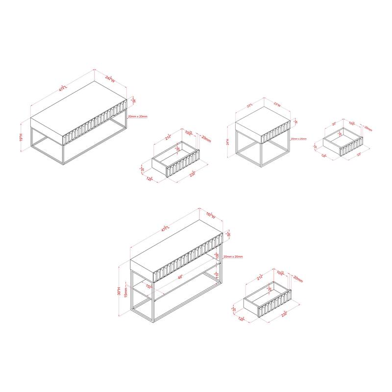 Furniture of America Bird 3-Piece 47-inch Living Room Table Set