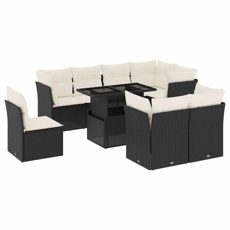 9-Piece Modular Patio Sofa Set with Cushions - 21.7 x 39.4 x 28.7 in