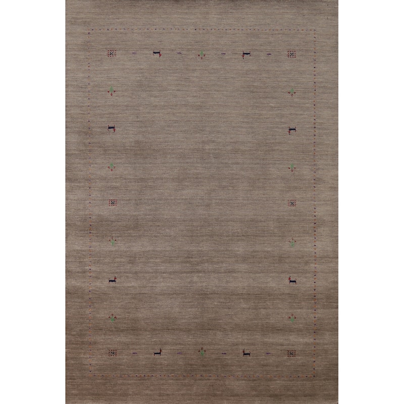 Hand Knotted Oriental 100% Wool Carpet Tribal Animal Pictorial Brown Gabbeh Area Rug - 8' 0'' X 5' 2''