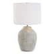 Porch & Den Distressed White Ceramic Nickel Linen Shade Vase Table Lamp