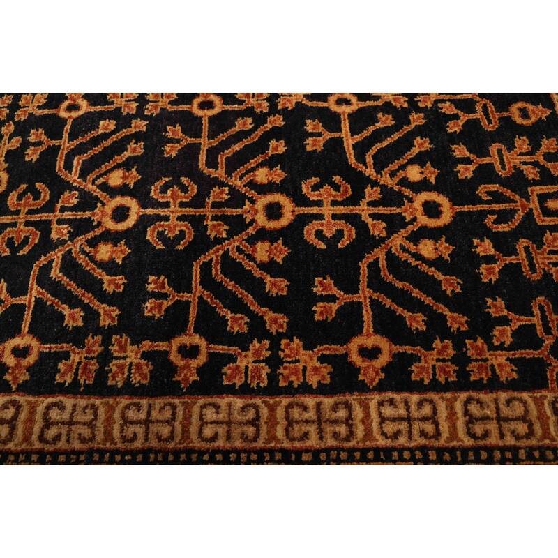 ECARPETGALLERY Hand-knotted Finest Agra Jaipur Black Wool Rug - 4'0 x 5'11