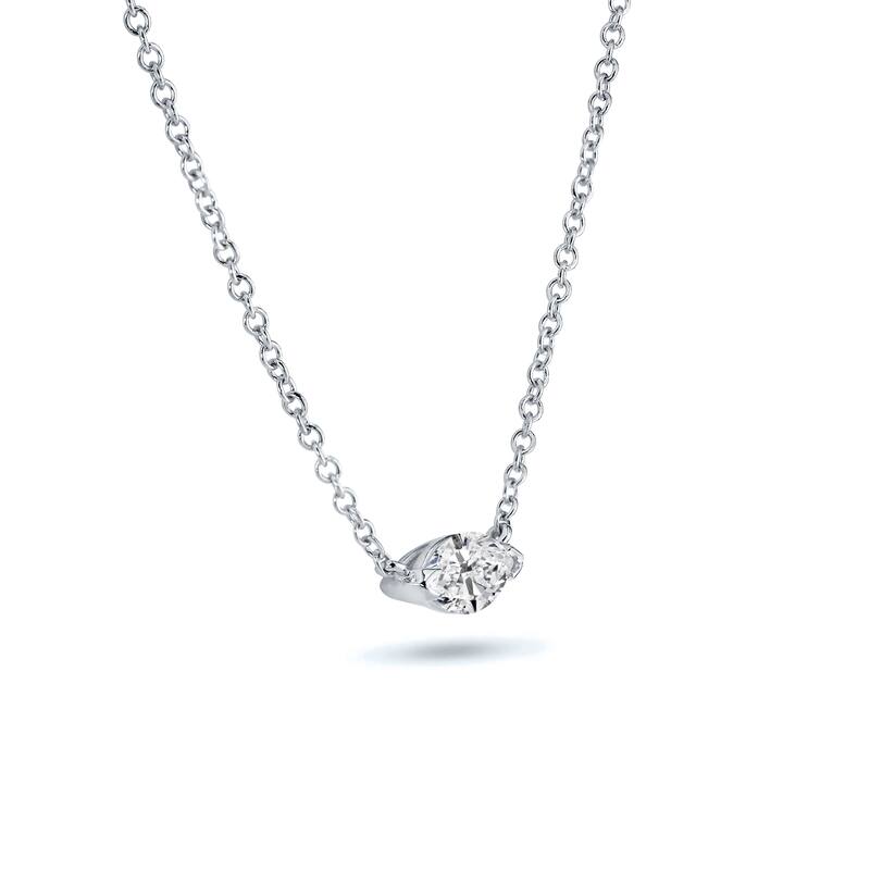 Auriya 14k Gold 1/3ct Marquise-Cut Diamond East-West Solitaire Pendant Necklace