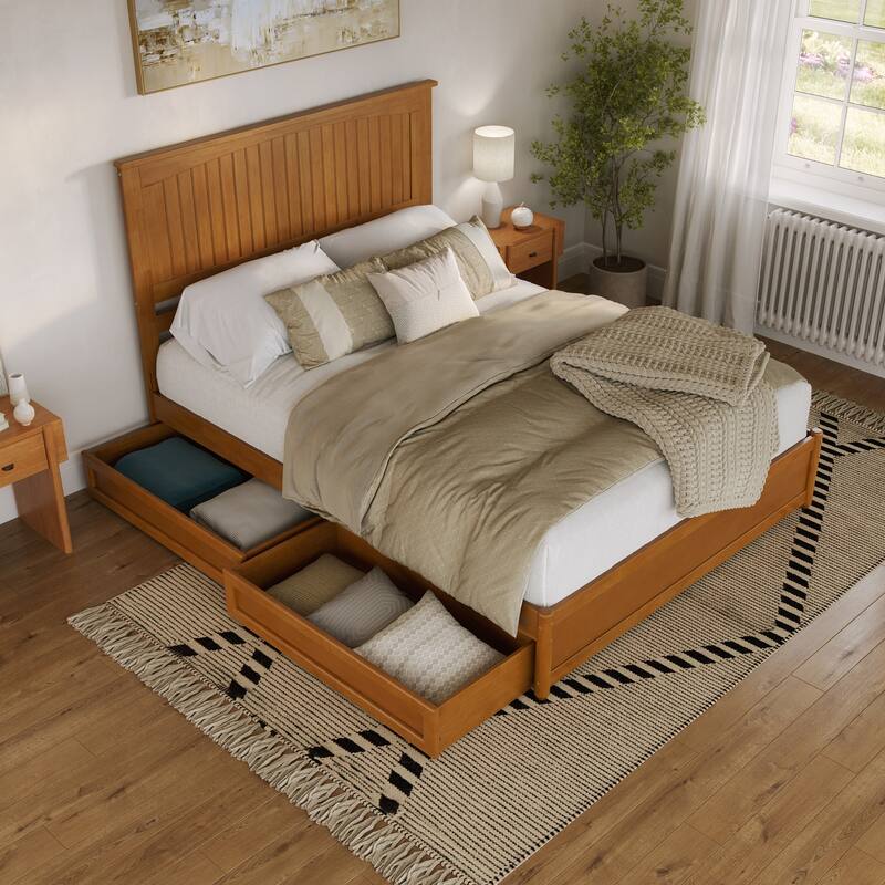 Malta Platform Bed with Panel Footboard and Storage Drawers