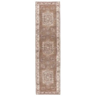 Olive Caramel Brown Traditional Medallion Runner Rug - Bed Bath ...