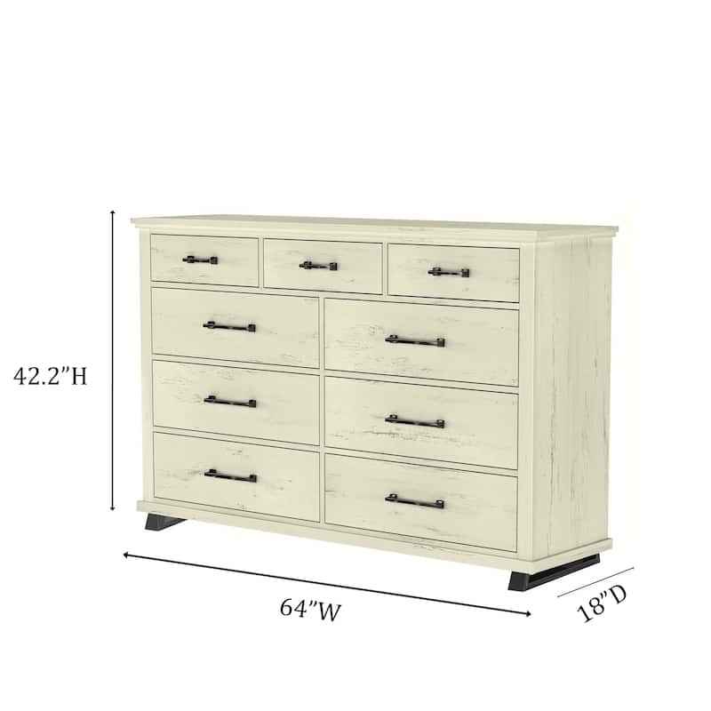 64 in. Wide 9-Drawer Dresser - Contemporary Design w/ Ample Storage