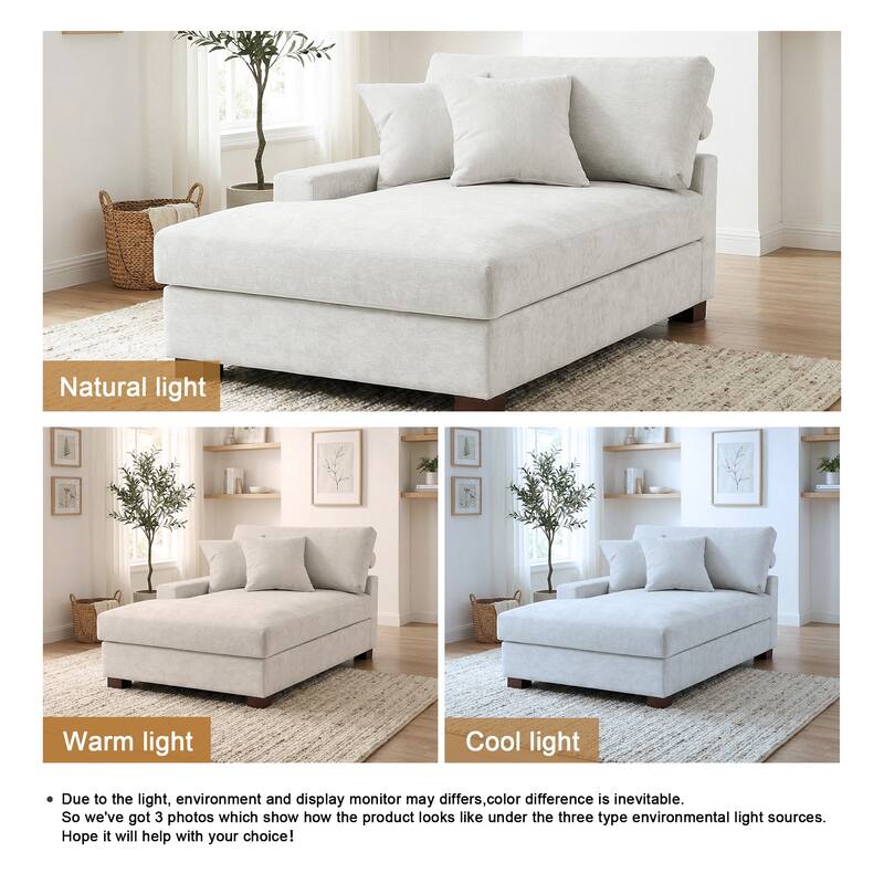 Oversized Chenille Modular Chaise Lounge With Deep Seat