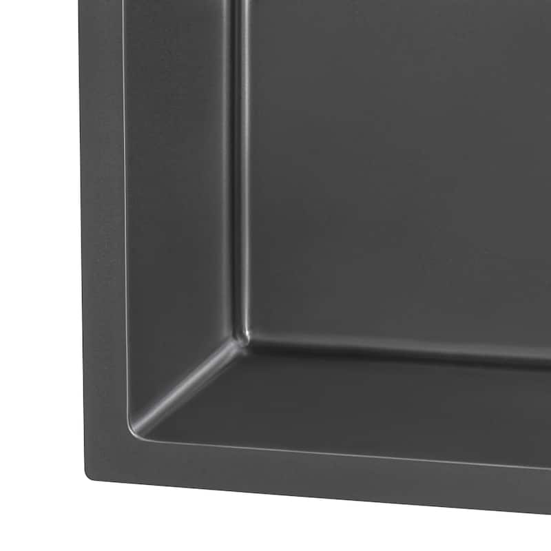 Ruvati 15 x 20 inch Gunmetal Black Stainless Steel Drop-in Bar Prep Sink Single Bowl - RVH8110BL