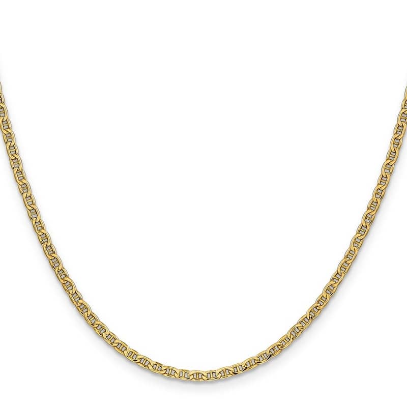 Curata 14k Yellow Gold 2.4mm Semi-solid Mariner Anchor Chain Necklace Options: 16 18 20 24