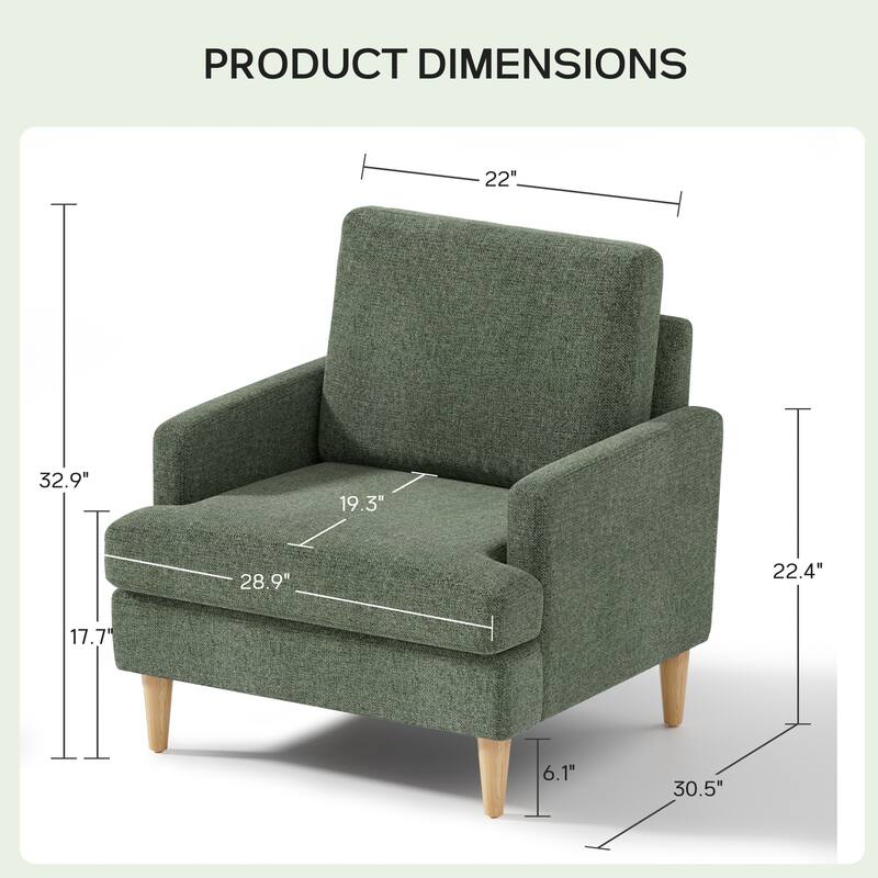 set of 1 Accent Chair for Bedroom Living Room with Wood Legs