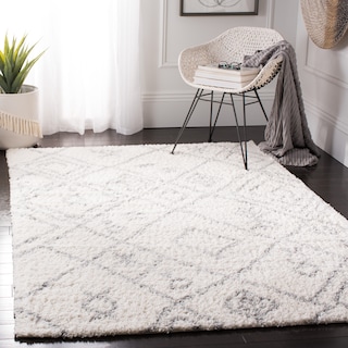 SAFAVIEH Parma Shag Reili Trellis 1.2-inch Thick Rug - Cream/Grey - 4' x 6'