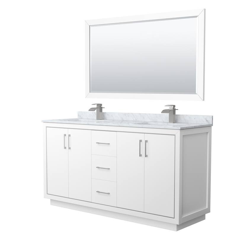 Wyndham Collection WCF1111-66D-NAT-M58 Icon 66" Free Standing Double - White / Brushed Nickel Hardware