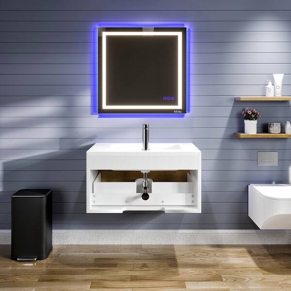 Eviva Lugano 24 in. W x 19 in. D x 36 in. H Single Bath Vanity in White Oak with White Acrylic Top with White Integrated Sink