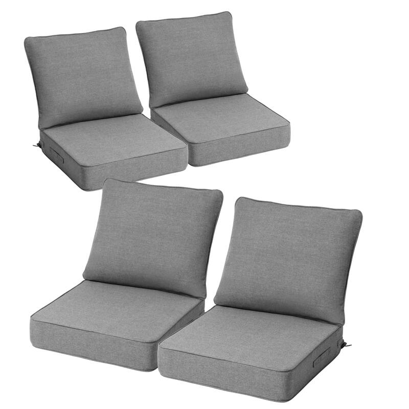 24''Wx24''Dx5.5''in T Outdoor Indoor Patio Premium Fabric Seat Cushions Set (Seat & Back) - 4PC - LightGrey