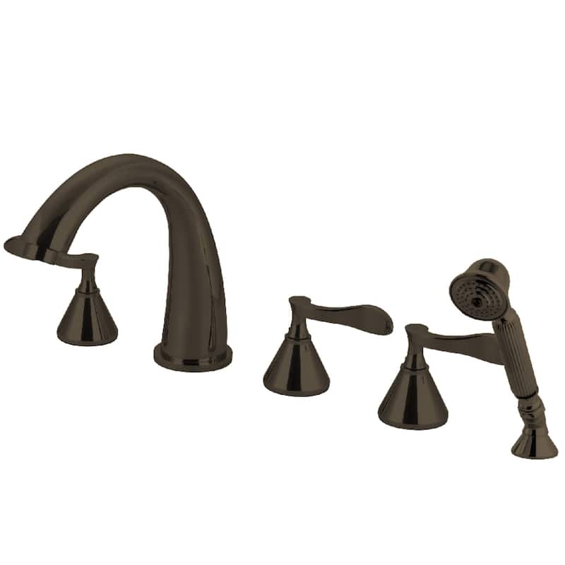 Kingston Brass Century 5-Hole Deck Mount Roman Tub Faucet with Hand Shower