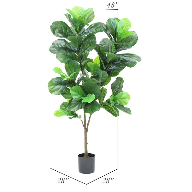 The Mod Greenhouse Faux Green Fiddle Leaf Tree in a Black Matte Planter Pot