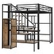 preview thumbnail 12 of 15, Full Size Metal Loft Bed with Storage Staircase and Small Wardrobe