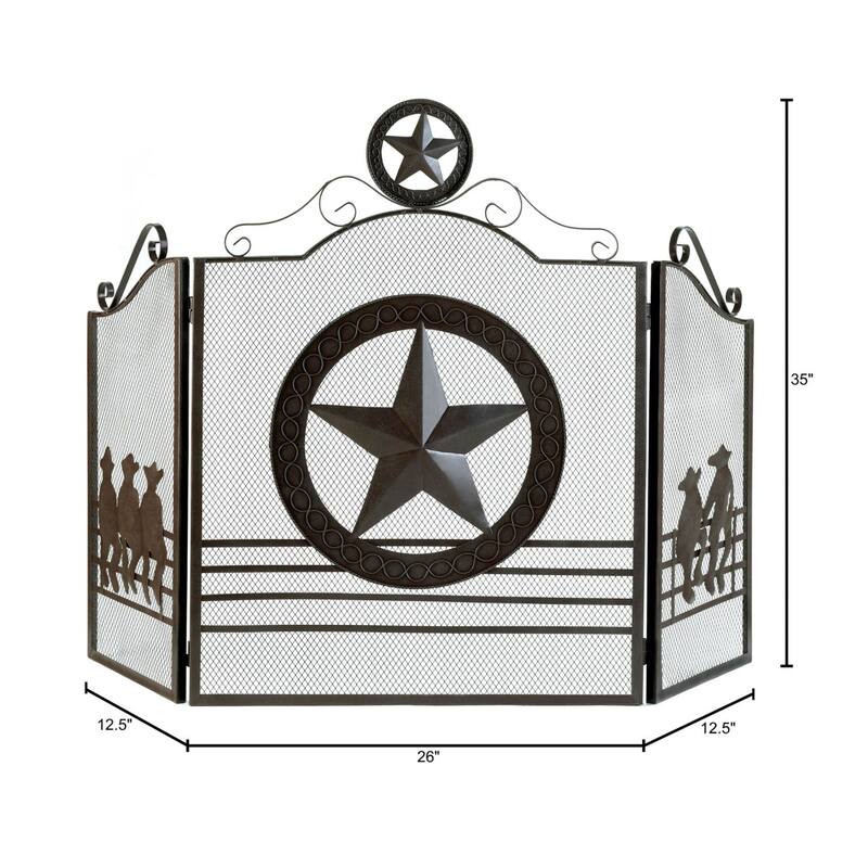 31.5" Brown Contemporary Lone Star Fireplace Screen