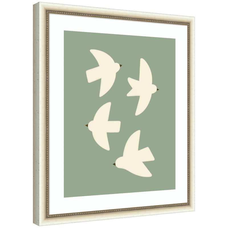 Kate and Laurel Minimalist Birds Poster 4 Green by Laura Moss Framed Wall Art Print