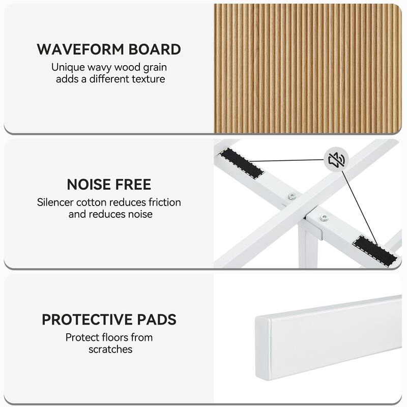 Bed Frame with Wave Wood Headboard