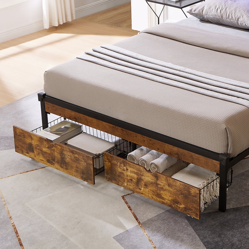 Full Solid Wood Under Bed Storage Drawer for Bedroom,Suggested for Full Size Platform Bed