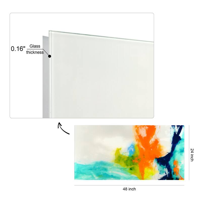 "Tidal Abstract 1" Frameless Free Floating Tempered Glass Panel Graphic Wall Art